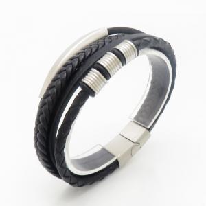 Stainless Steel Leather Bracelet - KB190260-TSC