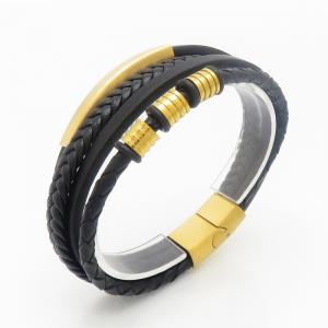 Stainless Steel Leather Bracelet - KB190261-TSC