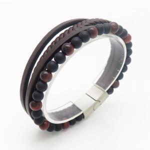 Stainless Steel Leather Bracelet - KB190262-TSC