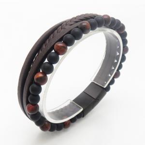 Stainless Steel Leather Bracelet - KB190263-TSC