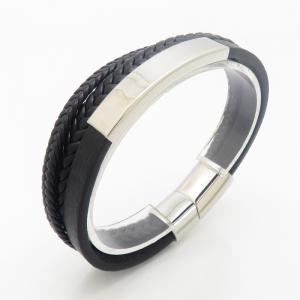 Stainless Steel Leather Bracelet - KB190268-TSC