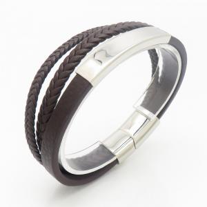 Stainless Steel Leather Bracelet - KB190270-TSC