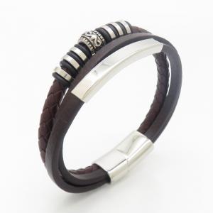 Stainless Steel Leather Bracelet - KB190272-TSC