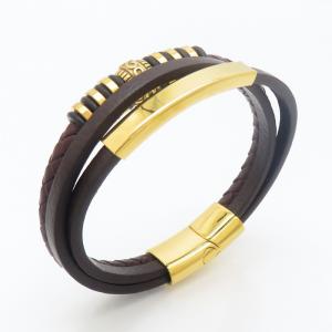 Stainless Steel Leather Bracelet - KB190273-TSC