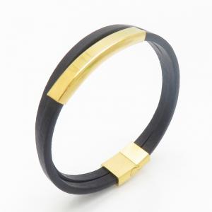 Stainless Steel Leather Bracelet - KB190274-TSC