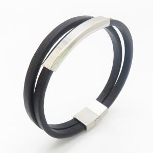 Stainless Steel Leather Bracelet - KB190275-TSC