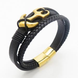 Stainless Steel Leather Bracelet - KB190277-TSC