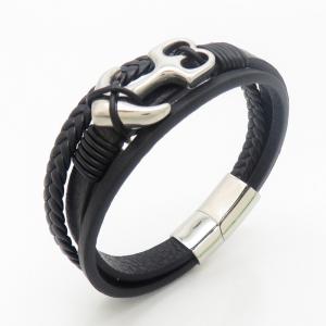 Stainless Steel Leather Bracelet - KB190279-TSC