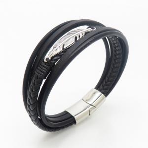 Stainless Steel Leather Bracelet - KB190281-TSC