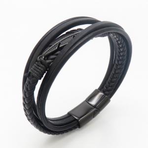 Stainless Steel Leather Bracelet - KB190282-TSC