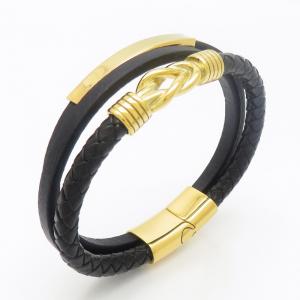 Stainless Steel Leather Bracelet - KB190283-TSC