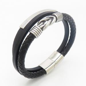 Stainless Steel Leather Bracelet - KB190284-TSC