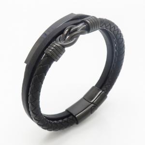 Stainless Steel Leather Bracelet - KB190285-TSC