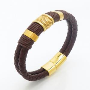 Stainless Steel Leather Bracelet - KB190286-TSC