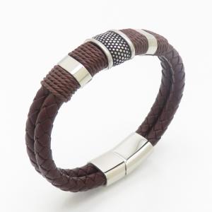 Stainless Steel Leather Bracelet - KB190287-TSC