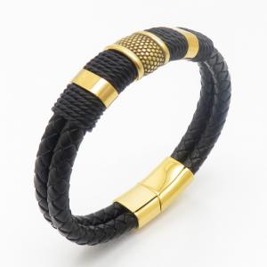 Stainless Steel Leather Bracelet - KB190289-TSC