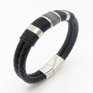 Stainless Steel Leather Bracelet - KB190290-TSC