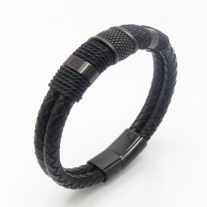 Stainless Steel Leather Bracelet - KB190292-TSC