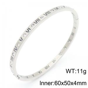 Stainless Steel Roman Numeral Bangle Women's Zirconia Trendy Jewelry - KB190304-GC