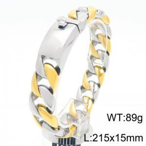 European and American fashion stainless steel 215 × 15mm Cuban chain rectangular buckle domineering gold&silver bracelet - KB190321-KJX