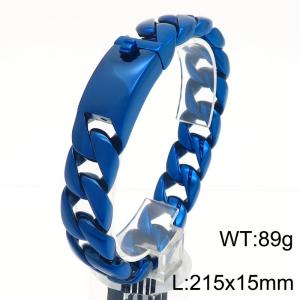 European and American fashion stainless steel 215 × 15mm Cuban chain rectangular buckle domineering blue bracelet - KB190325-KJX