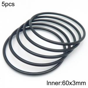 60x3mm Round Black Titanium Comfortable Bracelet Stainless Steel Jewelry Bangles 5pcs A set - KB190458-GC