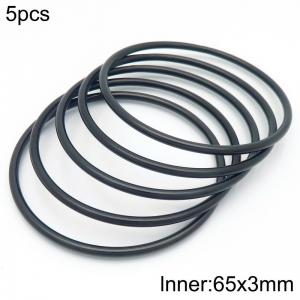 65x3mm Round Black Titanium Comfortable Bracelet Stainless Steel Jewelry Bangles 5pcs A set - KB190460-GC