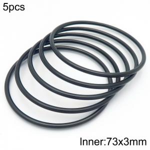 73x3mm Round Black Titanium Comfortable Bracelet Stainless Steel Jewelry Bangles 5pcs A set - KB190462-GC