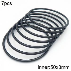 50x3mm Round Black Titanium Comfortable Bracelet Stainless Steel Jewelry Bangles 7pcs A set - KB190463-GC