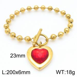 200X6MM Round Bead Chain Stainless Steel Bracelet Women's Party Colorful Stone Love Jewelry Gold Color - KB190569-Z