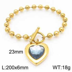 200X6MM Round Bead Chain Stainless Steel Bracelet Women's Party Colorful Stone Love Jewelry Gold Color - KB190570-Z