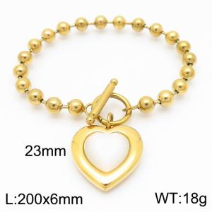 200X6MM Round Bead Chain Stainless Steel Bracelet Women's Party Colorful Stone Love Jewelry Gold Color - KB190574-Z