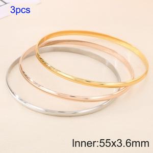 3pcs Triple Colors 55X3.6mm Women Simple Stainless Steel Bangle Set - KB190760-GC