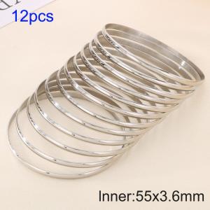 12pcs 55X3.6mm Women Simple Stainless Steel Bangle Set - KB190824-GC