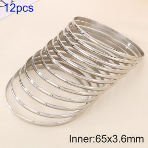 12pcs 65X3.6mm Women Simple Stainless Steel Bangle Set - KB190826-GC