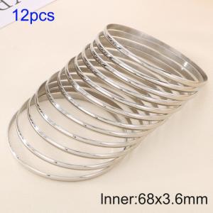 12pcs 68X3.6mm Women Simple Stainless Steel Bangle Set - KB190827-GC