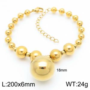 Fashion Stainless Steel Bracelet Beads Link Chain With Big Bead Gold Color - KB190834-Z