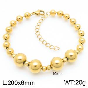 Fashion Stainless Steel Bracelet Beads Link Chain Gold Color - KB190848-Z