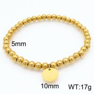 Fashion Stainless Steel Bracelet Beads Link Chain Gold Color - KB190850-Z