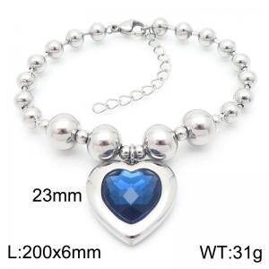 Light Luxury Navy Blue Water Drops Charm Ladies Stainless Steel Bracelet - KB190908-Z