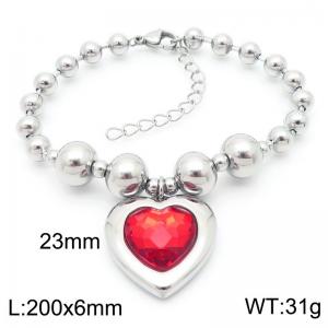 Light Luxury Red Teardrop Pendant Ladies Stainless Steel Silver Bracelet - KB190911-Z