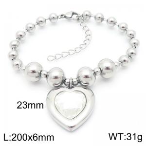 Light Luxury White Teardrop Pendant Ladies Stainless Steel Silver Bracelet - KB190912-Z