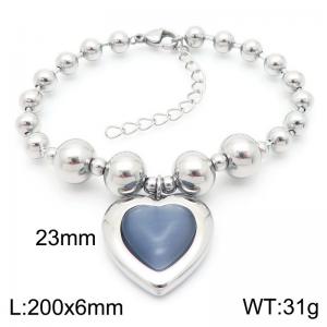 Light Luxury Grey Blue Water Drop Charm Ladies Stainless Steel Silver Bracelet - KB190914-Z