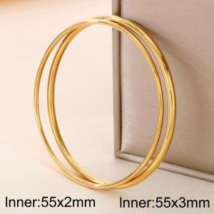 55mm Circle Couple Bangles A Set 18K Gold Plating Stainless Steel Bangles Set Fashion Jewelry Gift - KB191110-GC