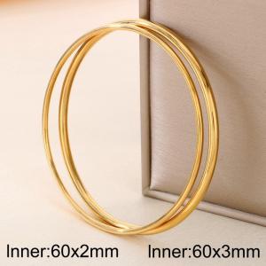 60mm Circle Couple Bangles A Set 18K Gold Plating Stainless Steel Bangles Set Fashion Jewelry Gift - KB191111-GC