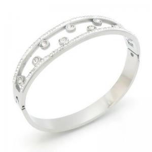 Stainless Steel Stone Bangle - KB191298-WH