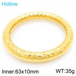 Fashionable and personalized stainless steel 63 × 10mm creative wrinkled concave texture circle women's temperament gold bangle - KB191596-GC