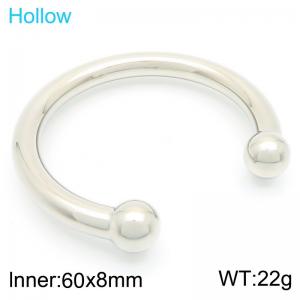 Fashionable and personalized stainless steel 60 × 8mm creative bead C-shaped opening women's temperament silver bangle - KB191598-GC