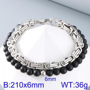 6mm bead Cuban double chain stainless steel bracelet - KB191607-Z