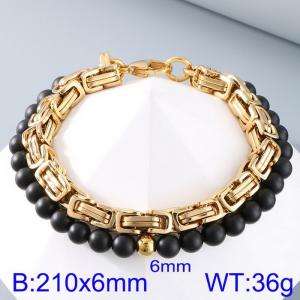 6mm bead Cuban double chain stainless steel bracelet - KB191608-Z